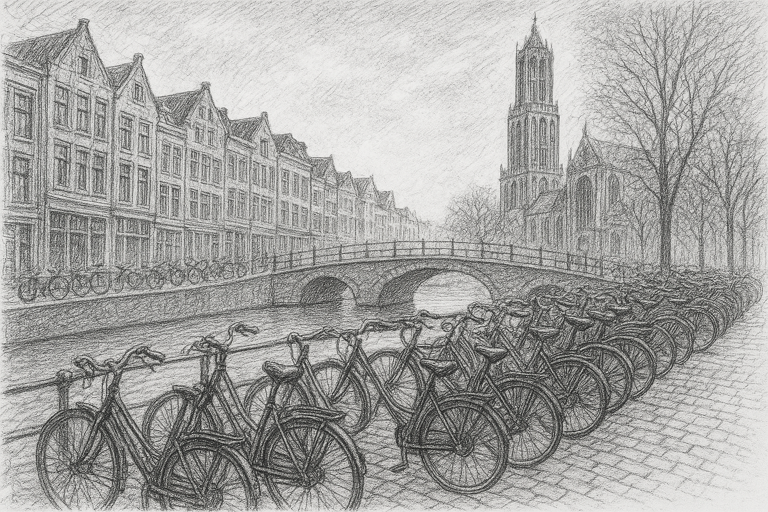 Pencil sketch of Utrecht