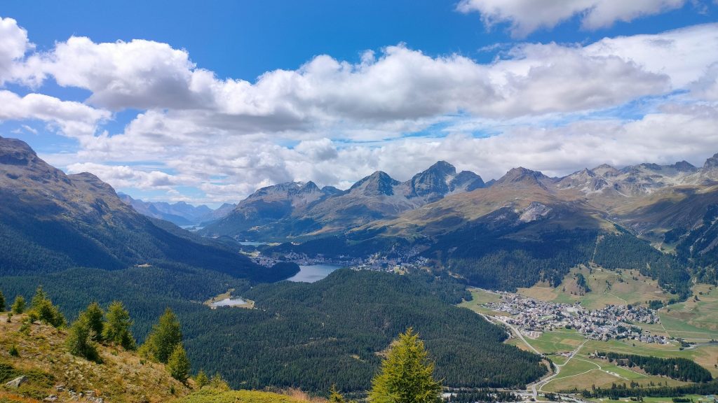 Panoramic photograph of Muottas Muragl St Moritz